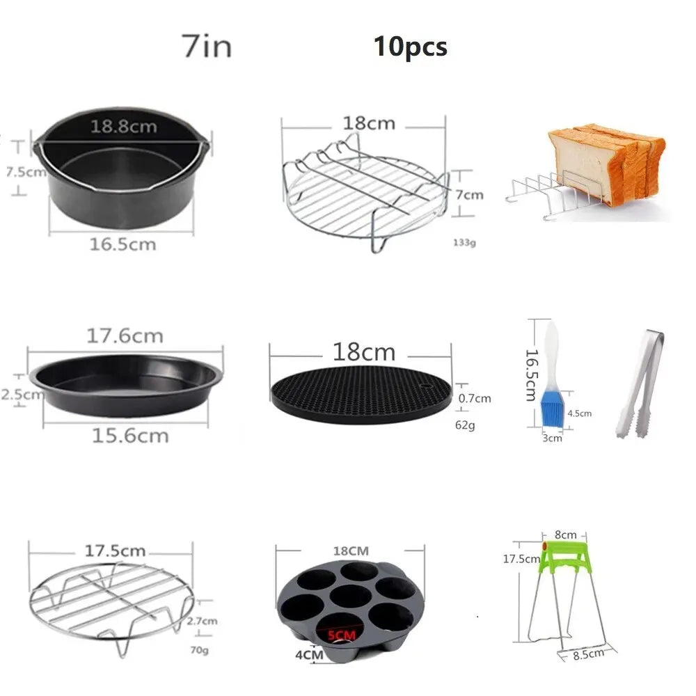home & garden : FrySet | Airfryer Accessoire 10pcs Set | Veelzijdig en Handig | Maak Van Elke Maaltijd Een Feest in van Pantino