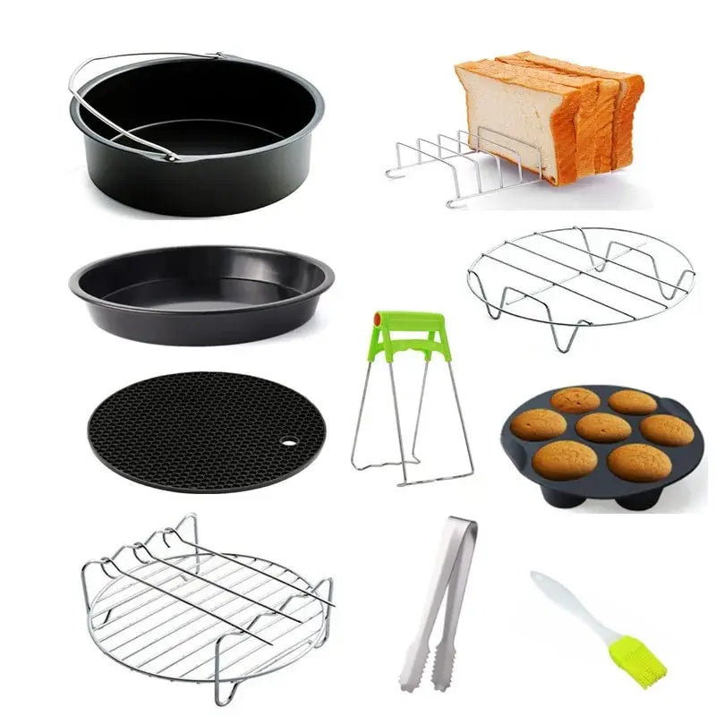 home & garden : FrySet | Airfryer Accessoire 10pcs Set | Veelzijdig en Handig | Maak Van Elke Maaltijd Een Feest in 8 inch - 10 stuks van Pantino