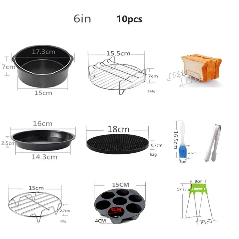 home & garden : FrySet | Airfryer Accessoire 10pcs Set | Veelzijdig en Handig | Maak Van Elke Maaltijd Een Feest in van Pantino