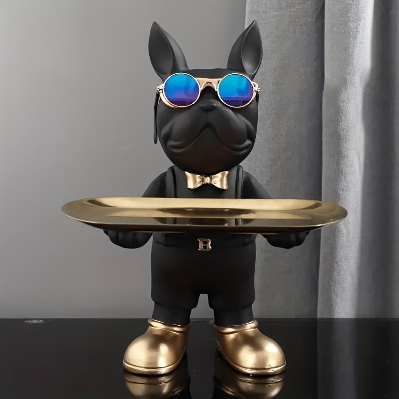 home & garden : Jan | Sleutelopbergkom Franse buldog sculptuur in Zwart van Pantino