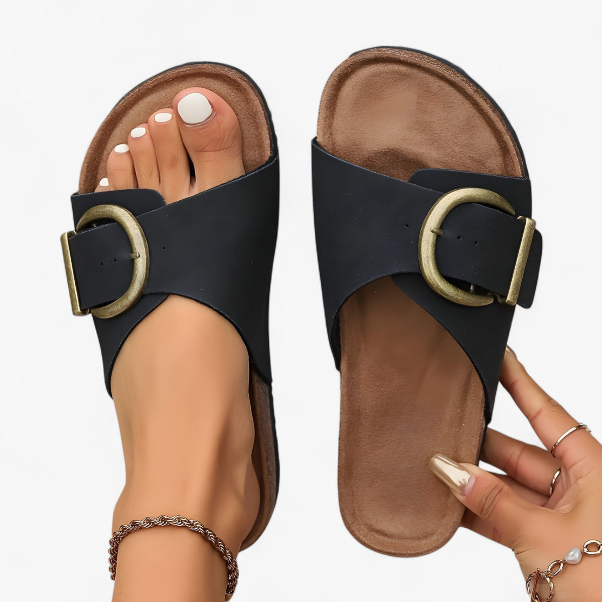 men's fashion : Ainna | Sandalen Komfort Soft Glide in Zwart (bijna uitverkocht!) van Pantinoshop