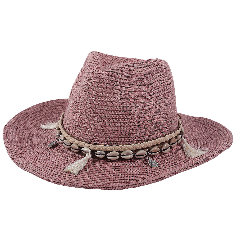 accessories : Veala | Schelp zonnehoed met kwastjes in Paars van Pantino