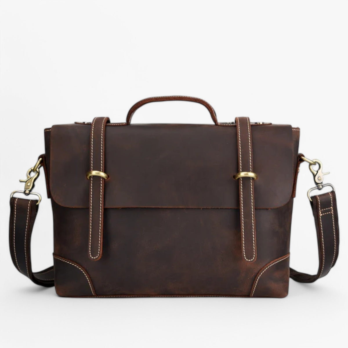 bags : Leonardo | Luxe Lederen Aktetas in Donkerbruin van Pantinoshop