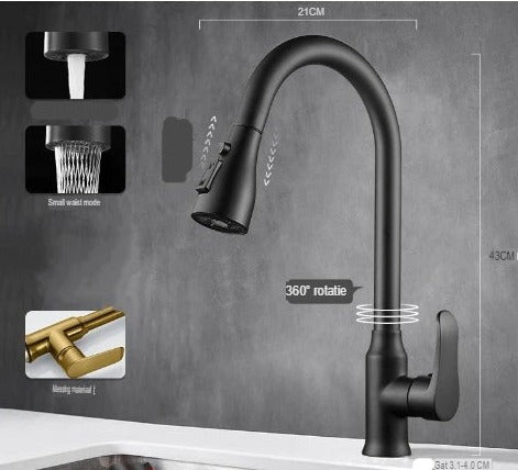 home & garden : Calius - Uittrekbare keukenkraan in Mat zwart van Pantino