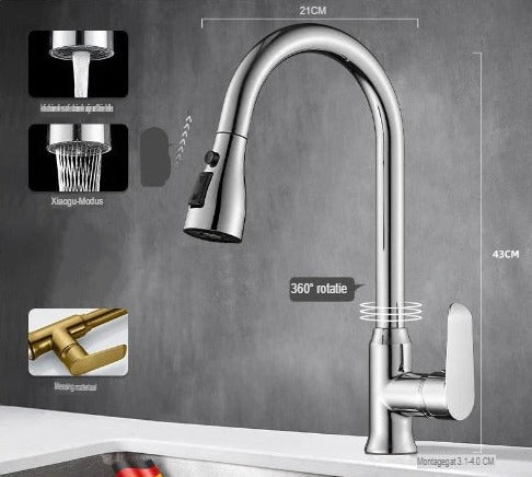 home & garden : Calius - Uittrekbare keukenkraan in Nikkel geborsteld van Pantino