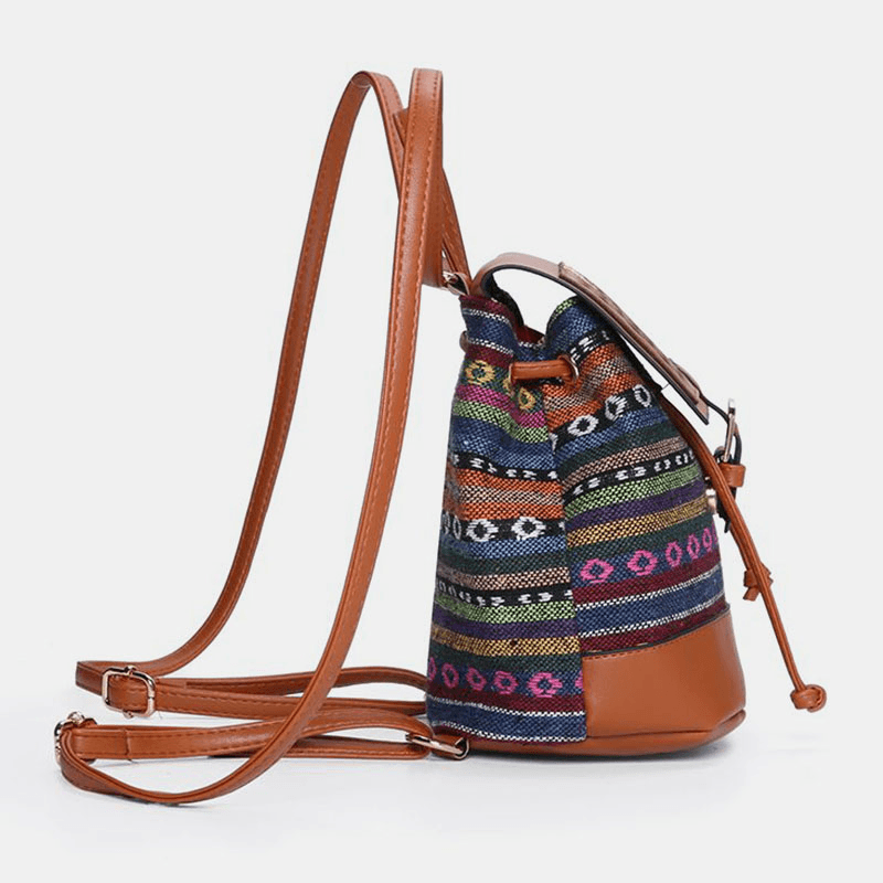 bags : Dames Etno Stijl Geperforeerde Gestikte Stro Rugzak en Schoudertas met Geometrisch Patroon in van Pantino