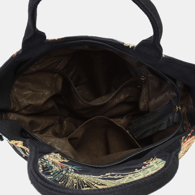 bags : Exquise Pauw Borduurwerk Canvas Multi-Draag Handtassen Ensemble in van Pantino