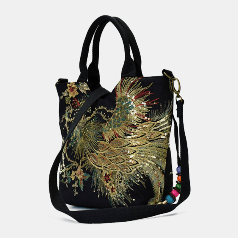 bags : Exquise Pauw Borduurwerk Canvas Multi-Draag Handtassen Ensemble in van Pantino
