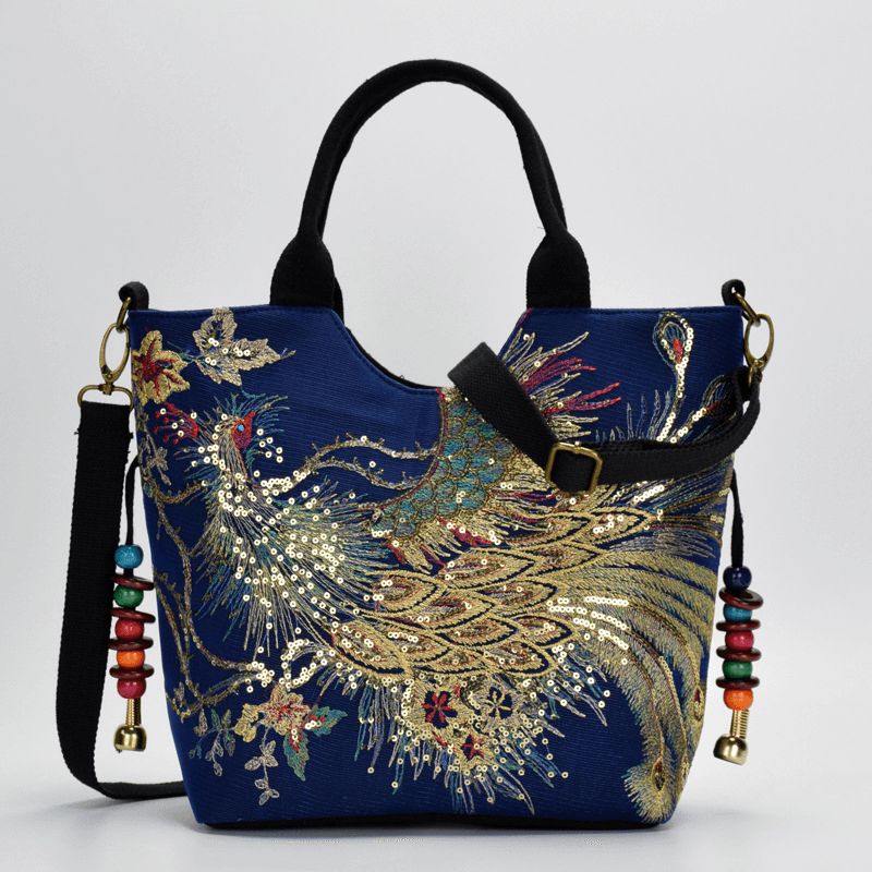 bags : Exquise Pauw Borduurwerk Canvas Multi-Draag Handtassen Ensemble in van Pantino
