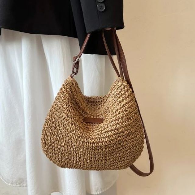 bags : Eloise - Handgeweven schoudertas met leren band in van Pantino