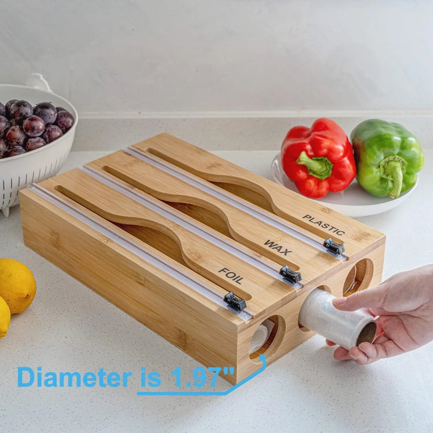 home & garden : Lana | Plastic Wrap Snijder | Minimalistische Muur Gemonteerde Film Cutter | Houten Keukengerei in van Pantino
