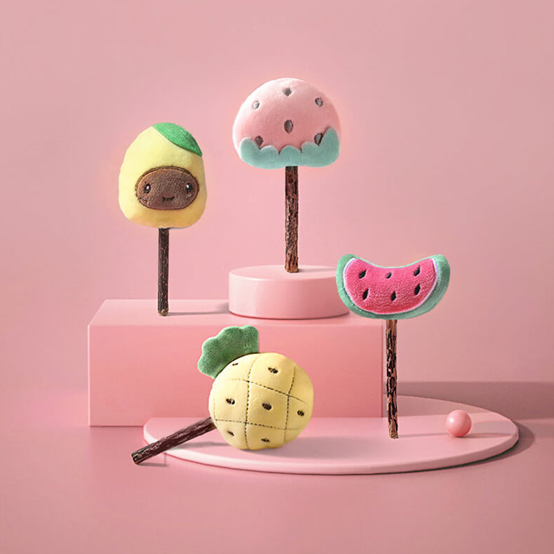 pets : Set van kattenspeeltjes in de vorm van fruit in van Pantino