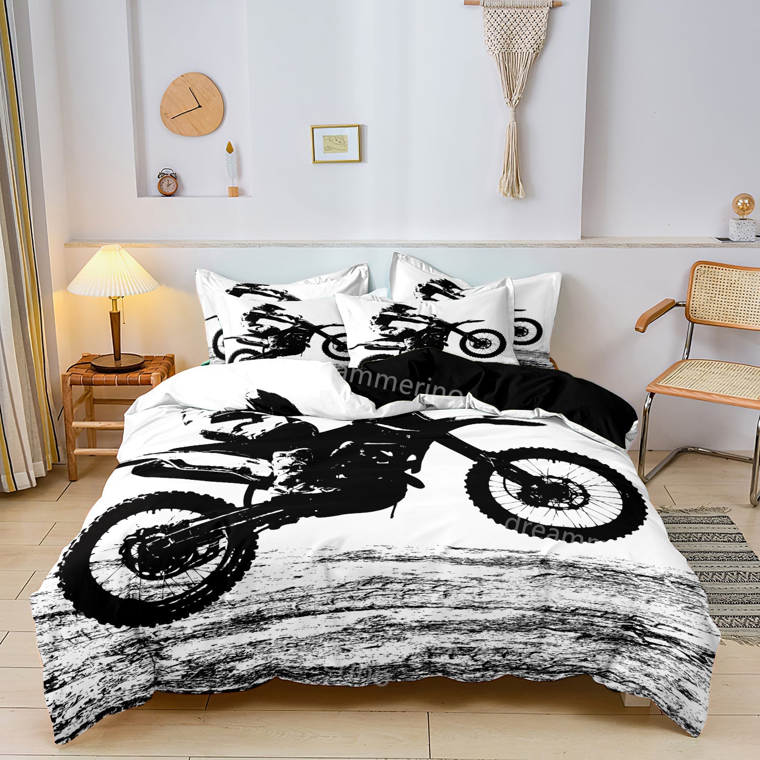 home & garden : Luxe Layers - Motorfiets Gedrukte Dekbedovertrek Beddengoed Set in van Pantino