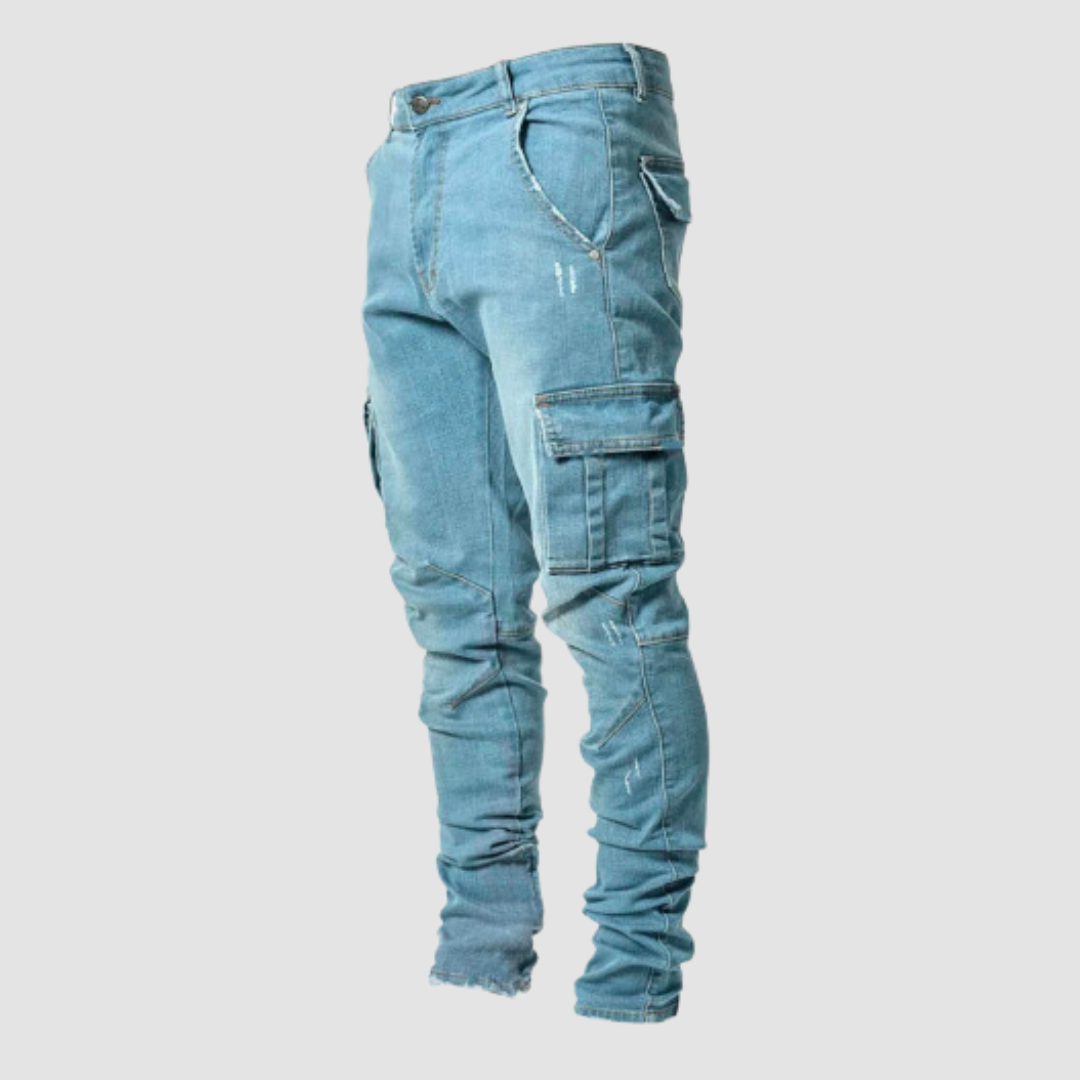men's fashion : Keegan | Hoog Elastische Casual Jeans - Ideaal voor Ontspannen en Actieve Dagen in Blauw van Pantinoshop