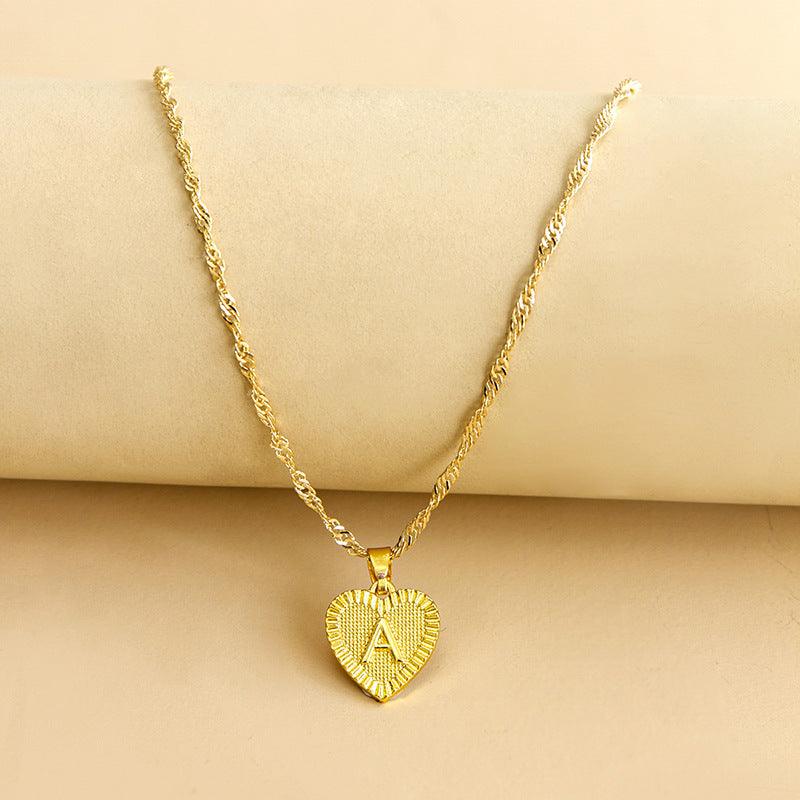 accessories : Isabelle - Initiaal Hart Hanger Ketting in Gold A van Pantino