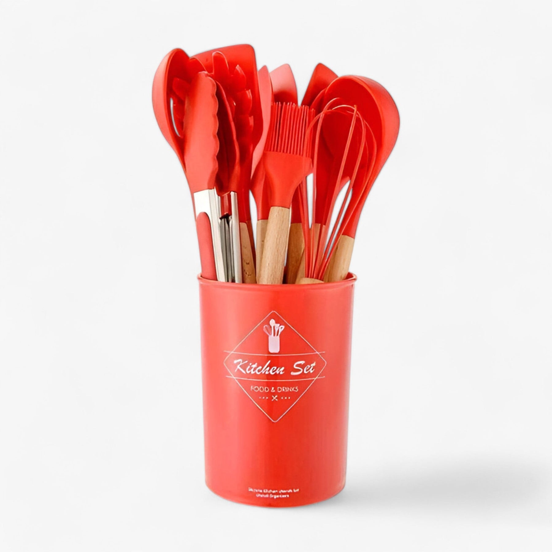 home & garden : Set van 12 keukenhulpmiddelen in silicone in Rood 12Stuks van Pantinoshop
