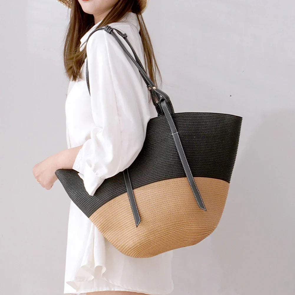 Stro Handtas Stro Strandtas Stro Tas Ronde Dames Schoudertassen Handtas Zomer Geweven Strand Dames Messenger Reis Strandtas Stro Zakken Geweven Tas (Blue : C