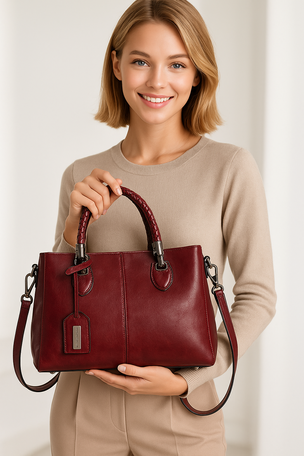 bags : LuxeLeather™ Leren tas met grote inhoud in van Pantino