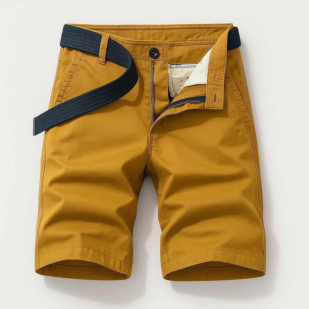 men's fashion : Aaron | Casual shorts met riem in Geel van Pantinoshop