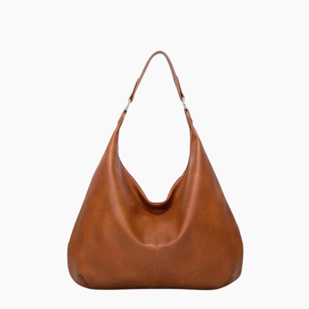 bags : Kaia Vegan Leren Hobo Tas in Kameelbruin van Pantino