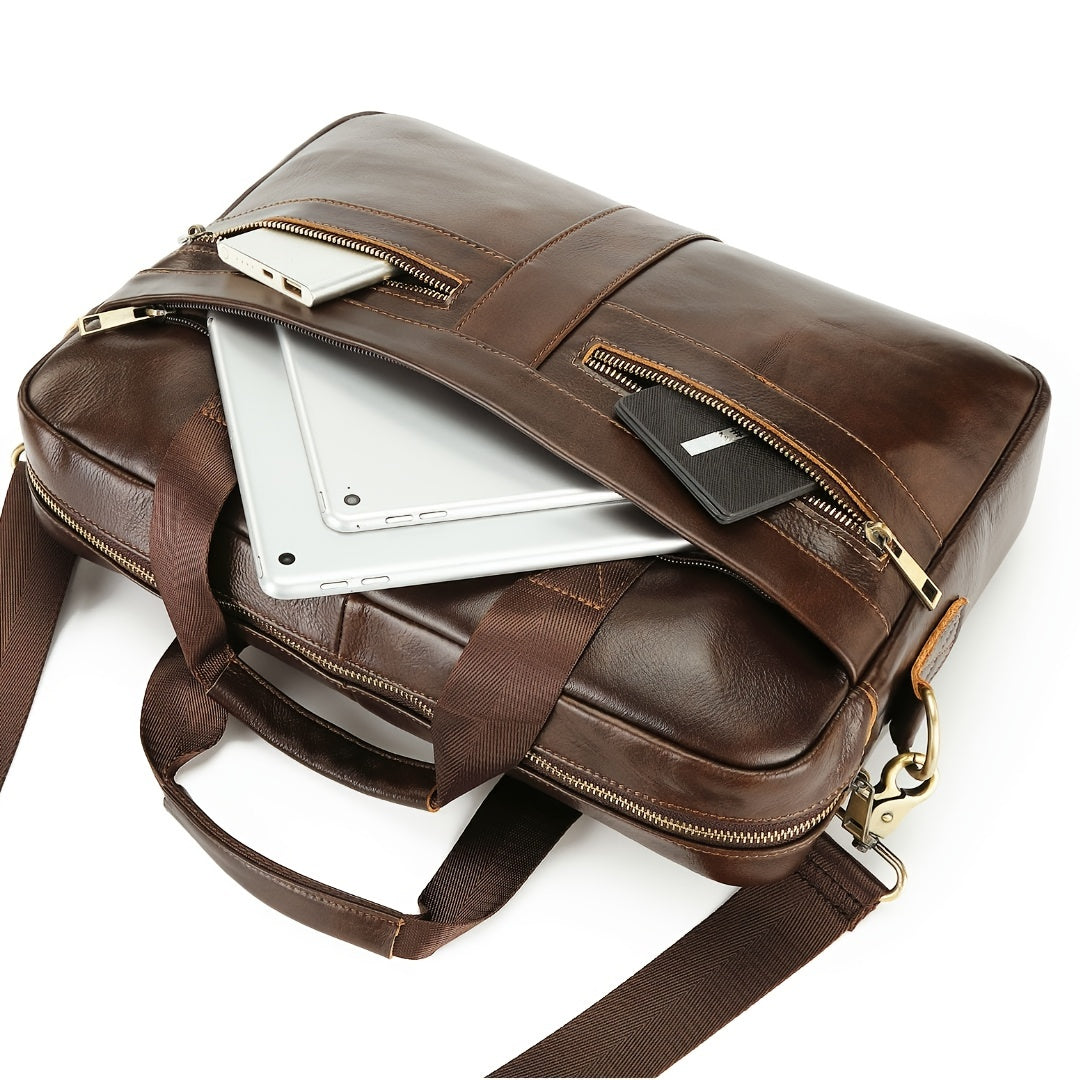 bags : Echt lederen herentas Toplaag koeienhuid lederen schoudertas Crossbody tas in van Pantino