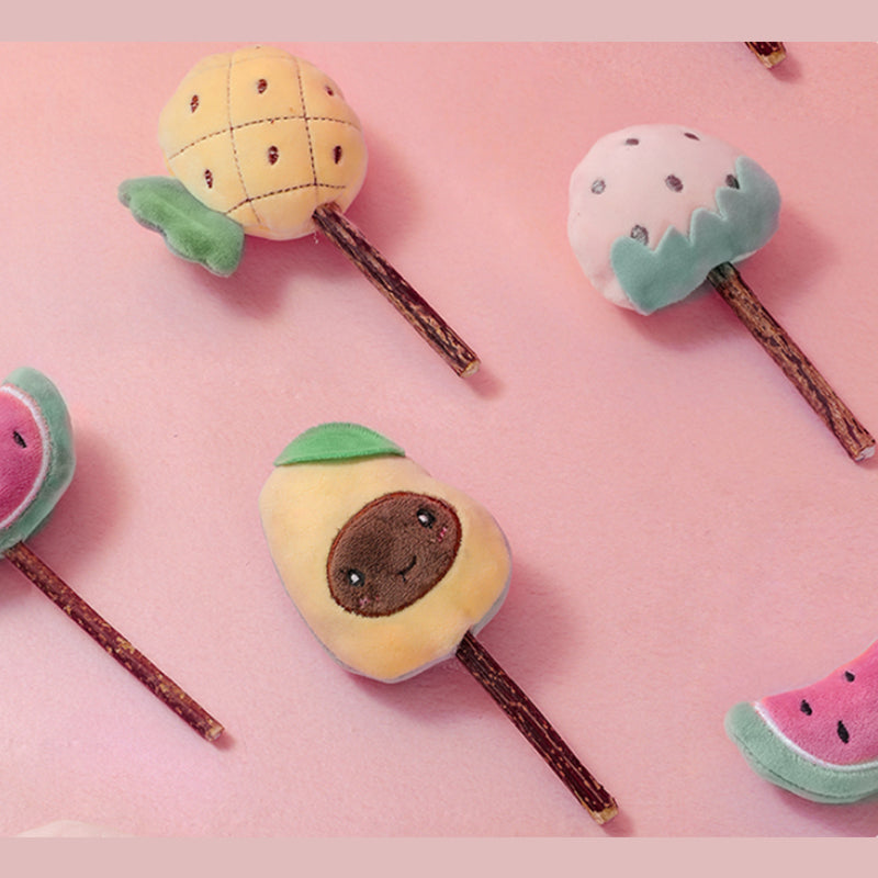 pets : Set van kattenspeeltjes in de vorm van fruit in van Pantino