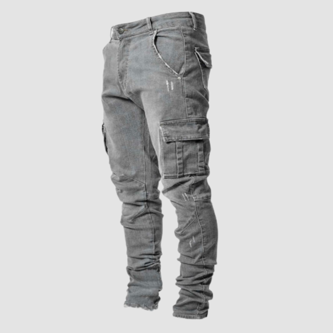 men's fashion : Keegan | Hoog Elastische Casual Jeans - Ideaal voor Ontspannen en Actieve Dagen in Grijs van Pantinoshop