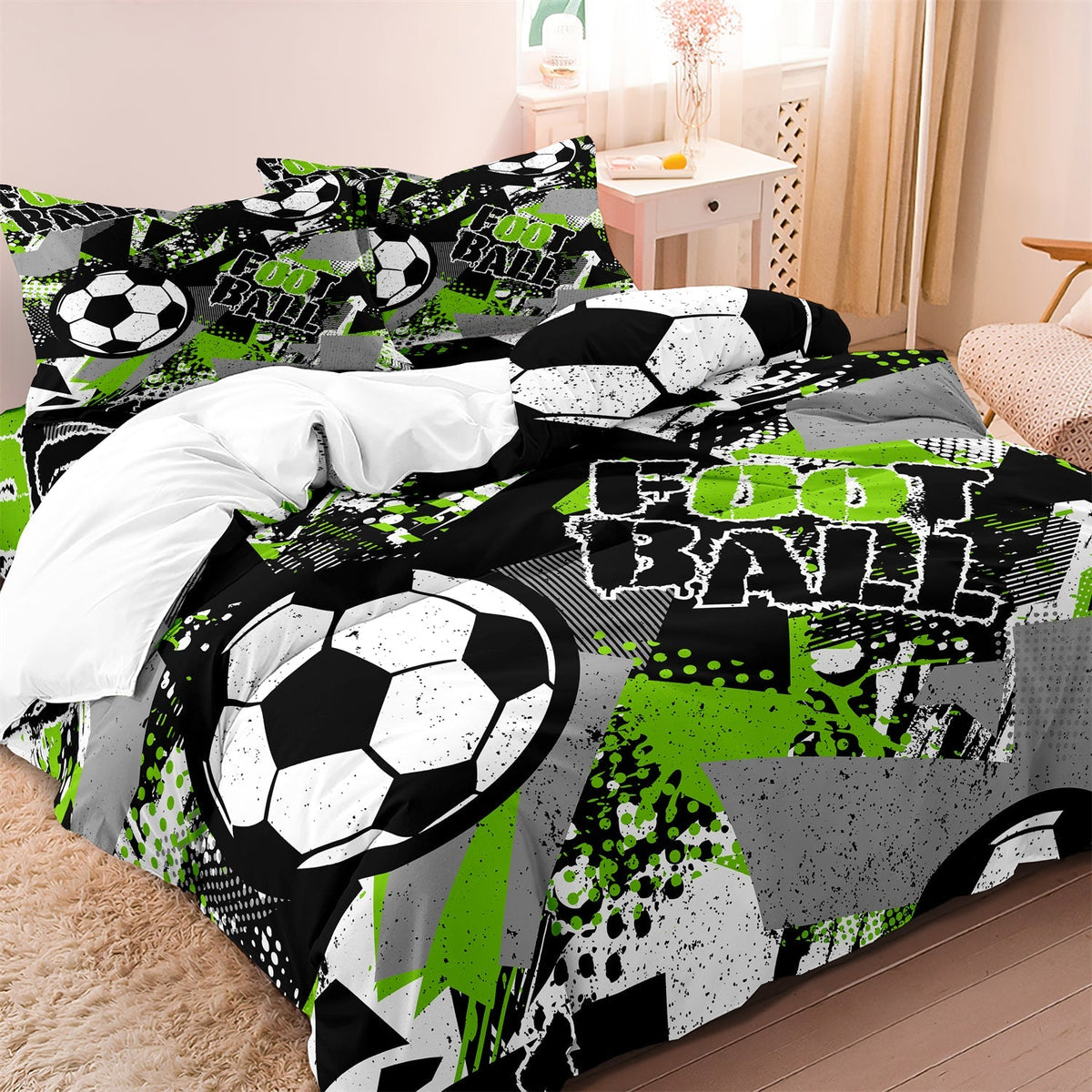 home & garden : CoolCovers - Voetbal kinderdekbed Dekbedovertrek Beddengoed Set in EU King van Pantino