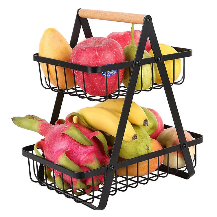 home & garden : FruitCascade - 3-laags Fruitmand in 2 niveaus zwart van Pantino