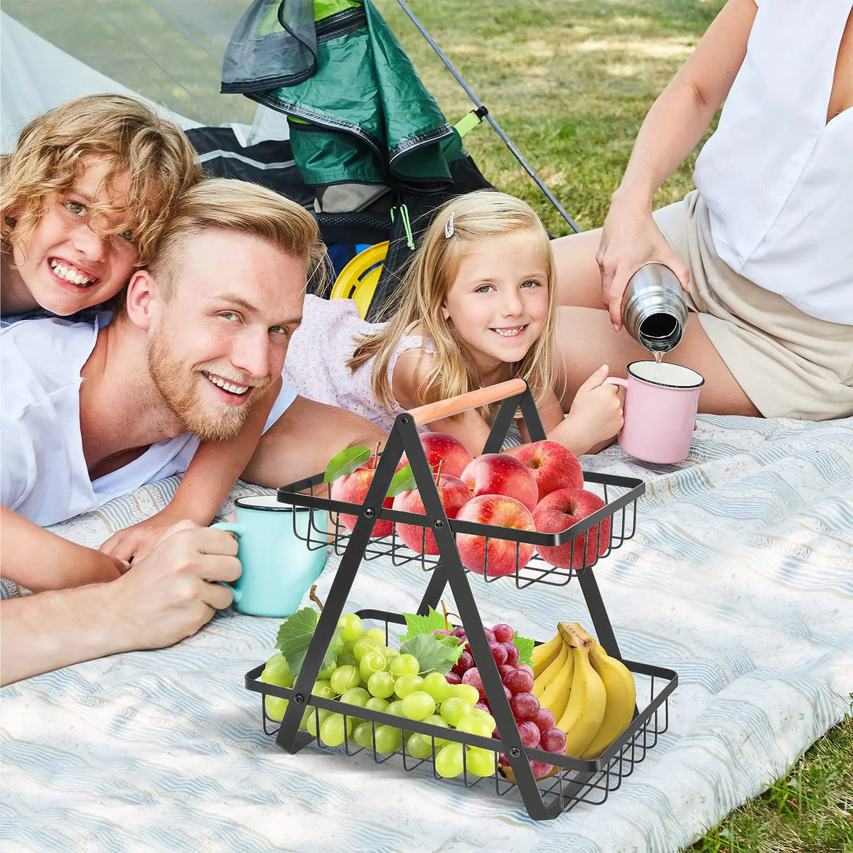 home & garden : 3-Laags Fruitmand - Aanrecht Opbergen Groenten Fruit - Metaal in van Pantino