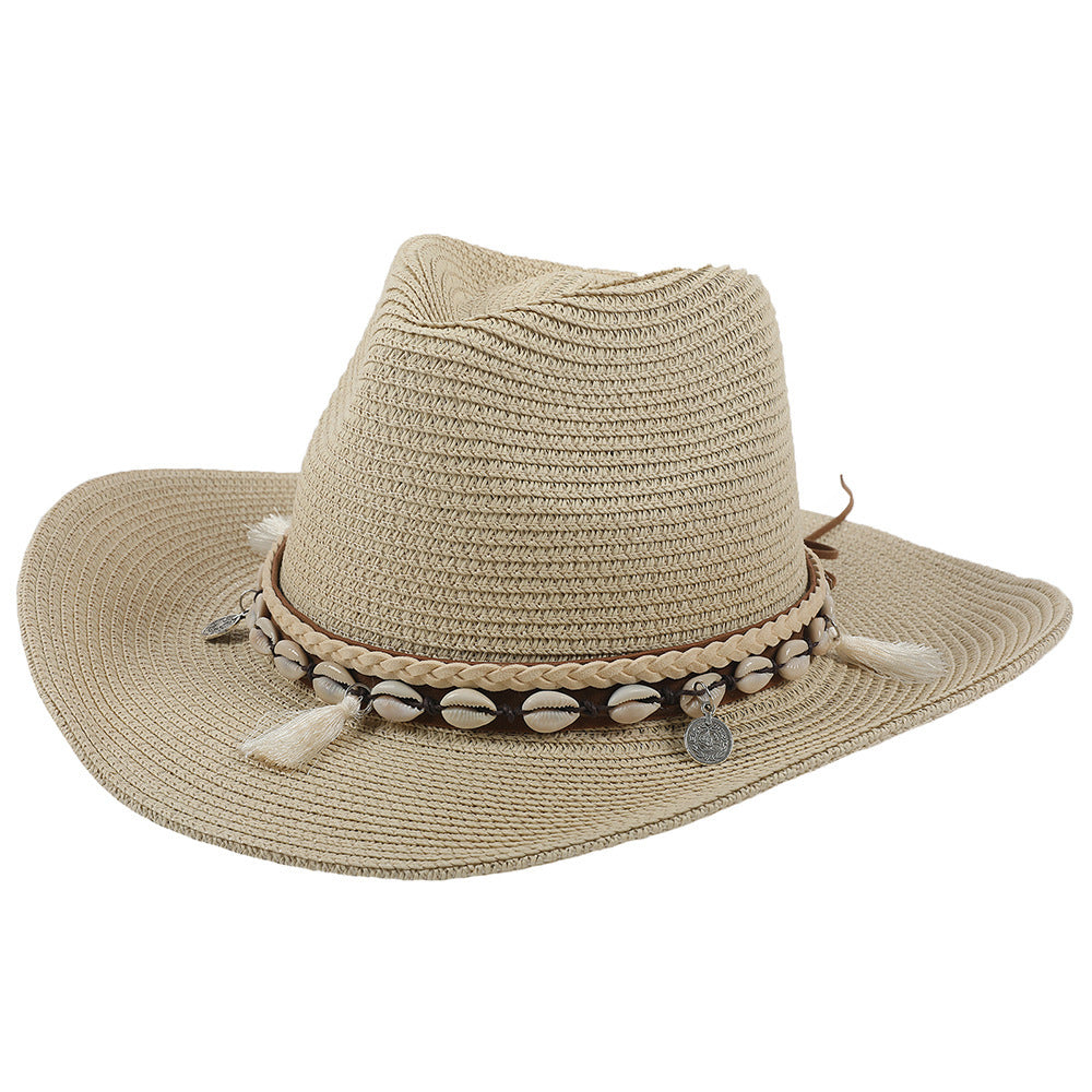 accessories : Veala | Schelp zonnehoed met kwastjes in Beige van Pantino