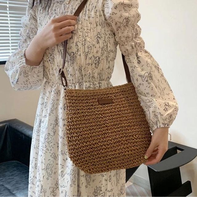bags : Eloise - Handgeweven schoudertas met leren band in van Pantino