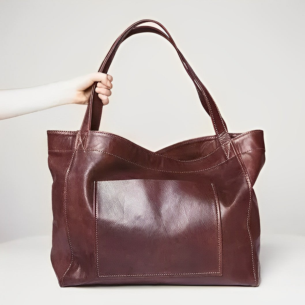 bags : Helen - Vintage Oversized Schoudertas in Wijnkleur van Pantino