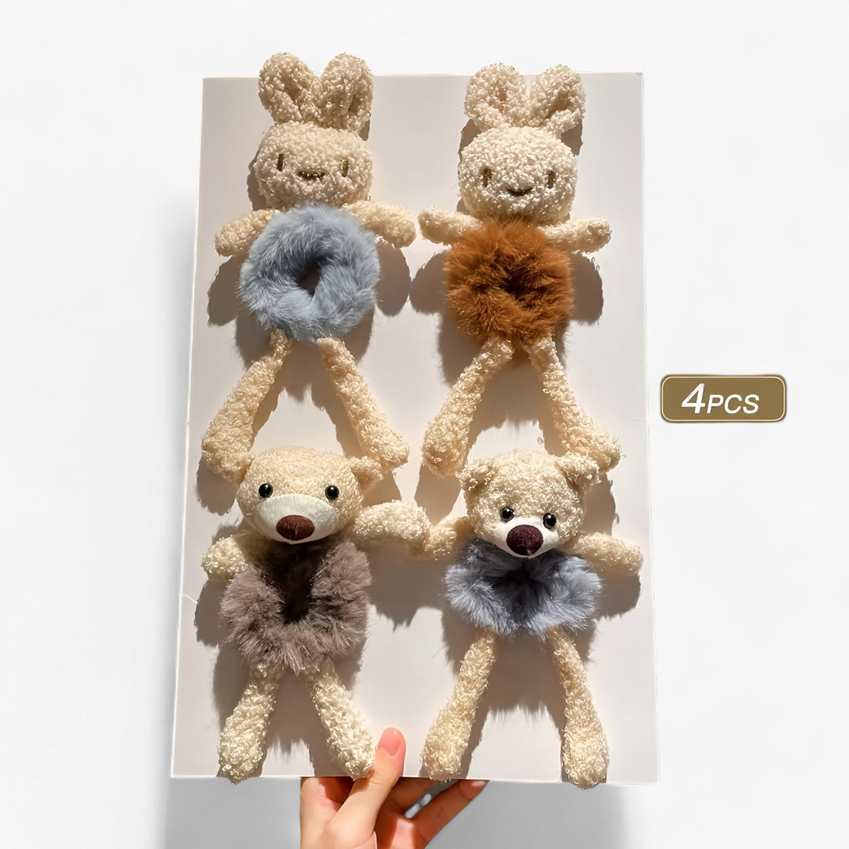 accessories : Lena | Schattige Pluche Haarband Set in A(4 stukken) van Pantinoshop