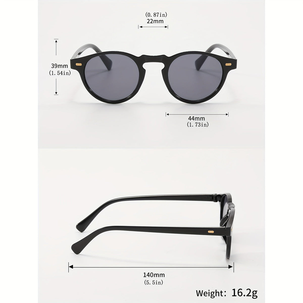 accessories : Klassieke Veelzijdige Retro Punk Ronde Zwarte Zonnebril in Zwart van Pantino