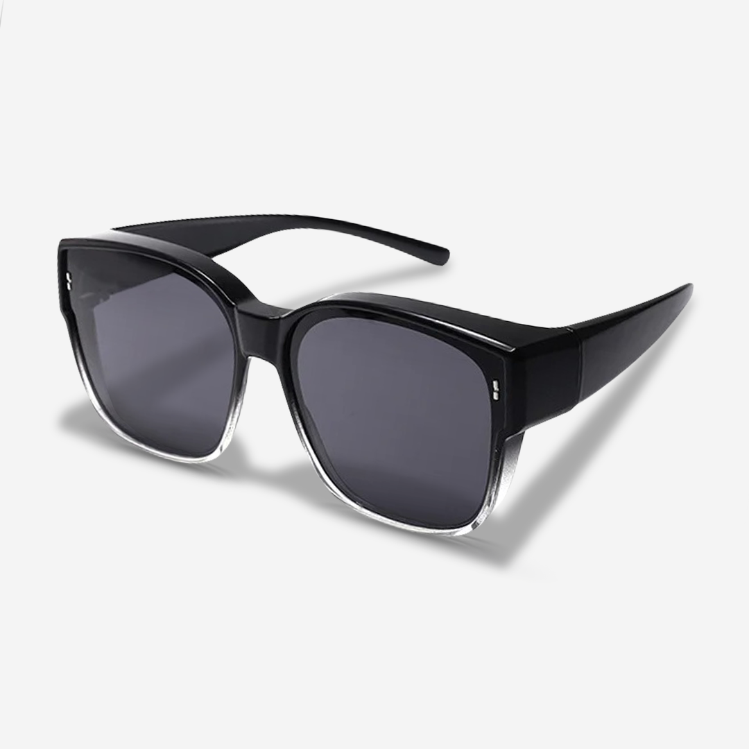 accessories : ClipShades | Stijlvolle Overzetzonnebrillen voor Brildragers in Sleek Half-zwart van Pantino
