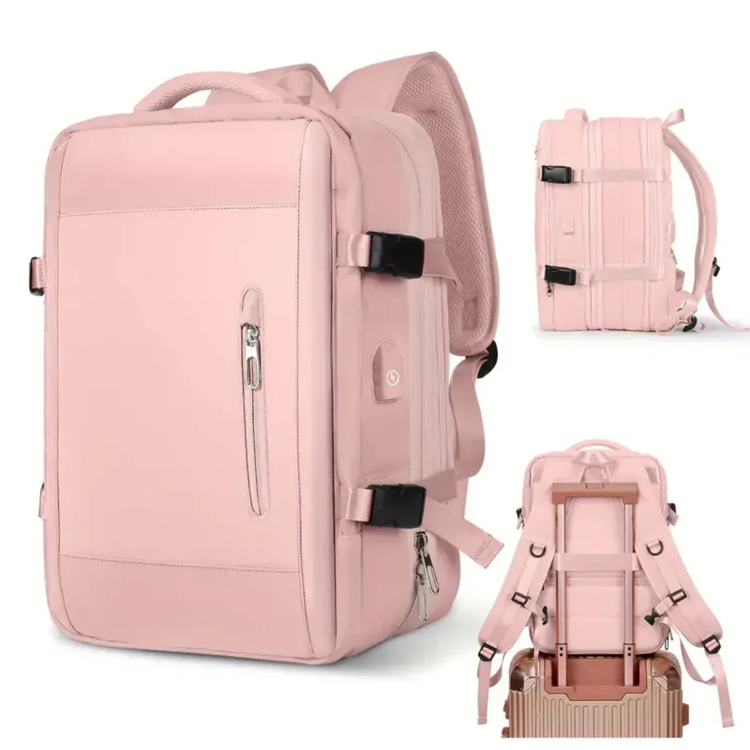 bags : Lotte Ademend rugzak - rugzak dames - laptop rugzak in Roze van Pantino