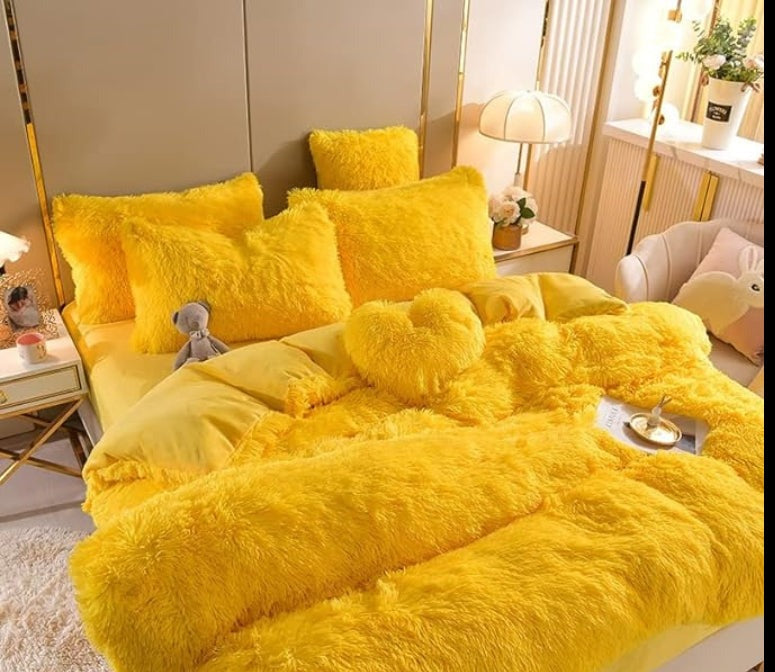 home & garden : Set (5st) Knusse zachte fleece microvezel winterdeken in Geel van Pantino