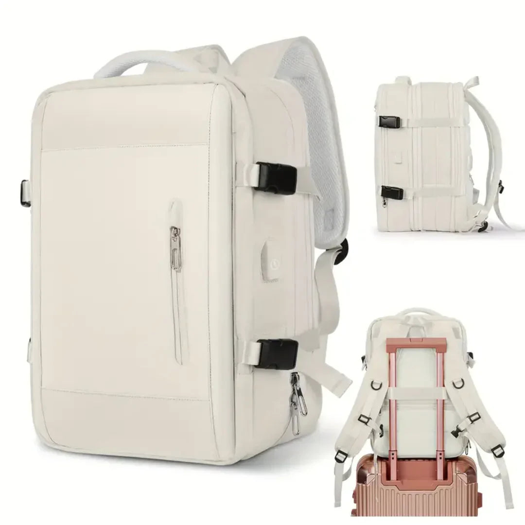 bags : Lotte Ademend rugzak - rugzak dames - laptop rugzak in Beige van Pantino