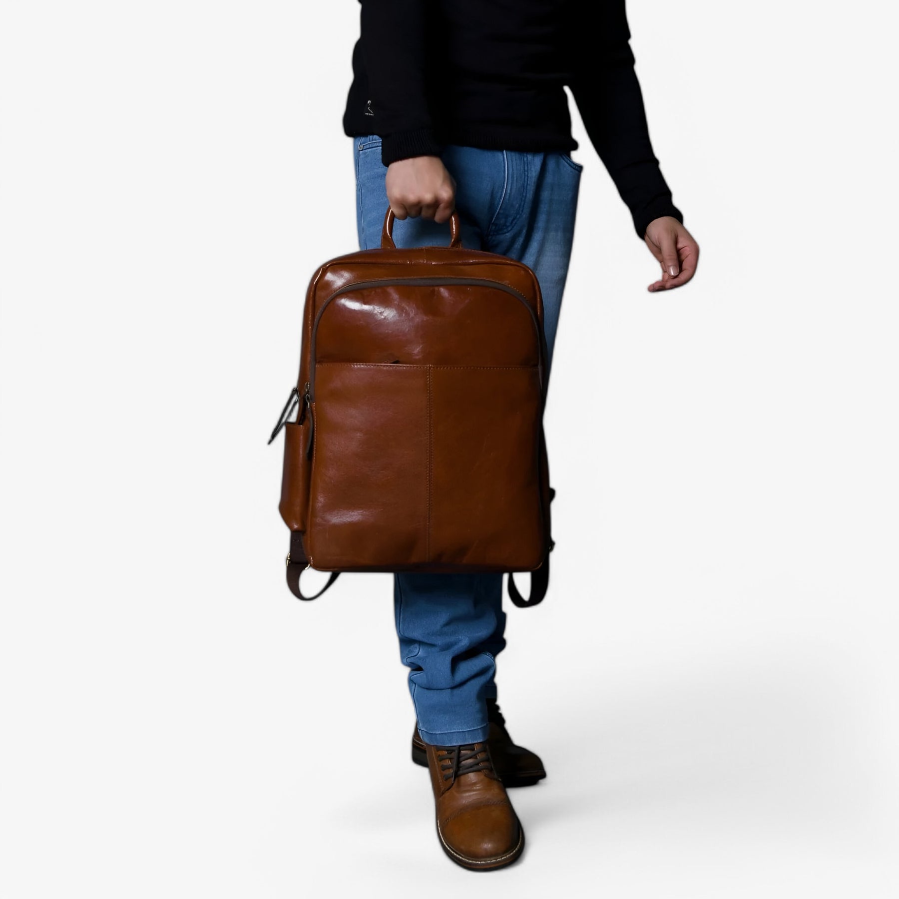Valentino | Luxe Italiaanse Leren Rugzak - Bruin - €25 : Valentino | Luxe Italiaanse Leren Rugzak - Bruin in van Pantinoshop