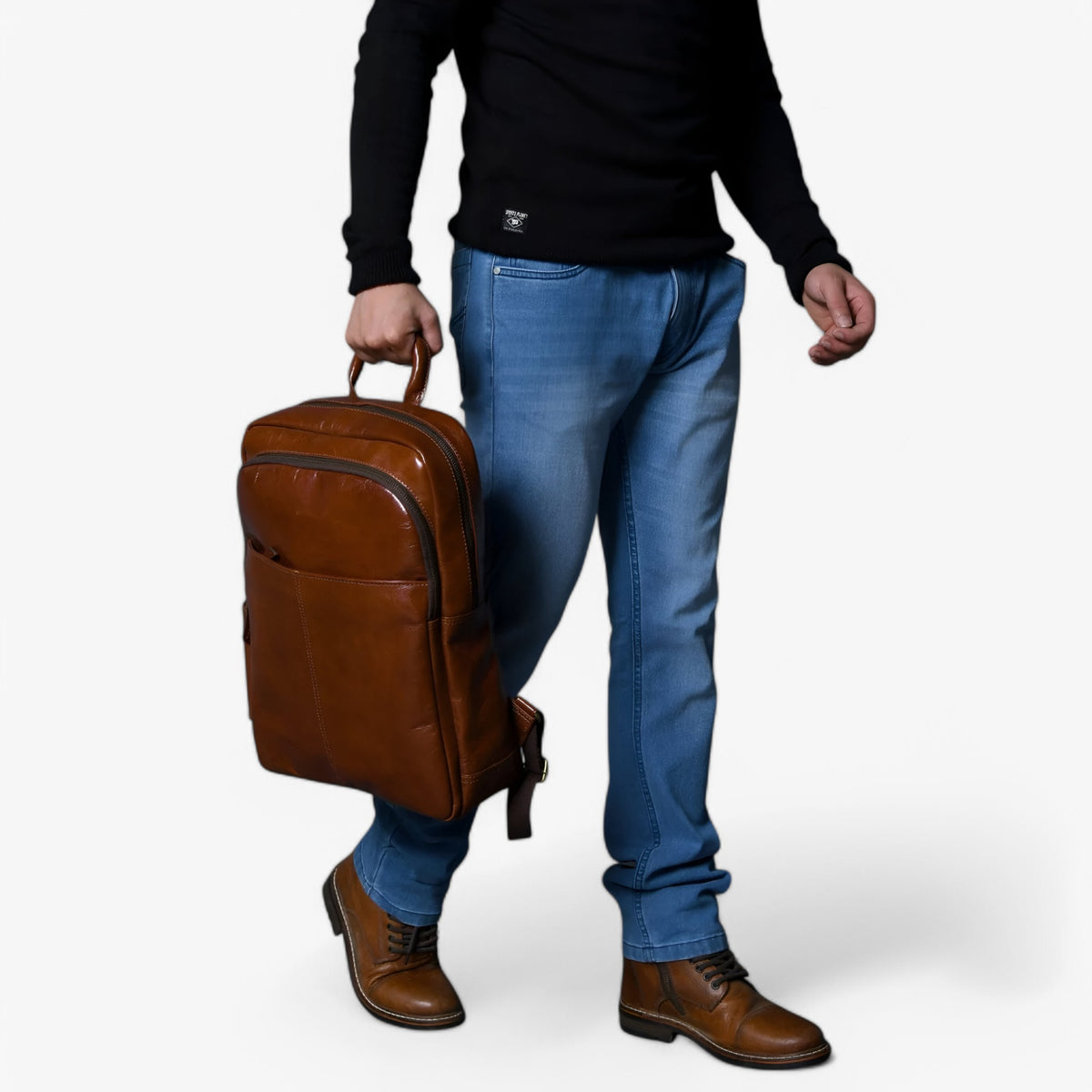 bags : Valentino | Luxe Italiaanse Leren Rugzak - Bruin in van Pantinoshop