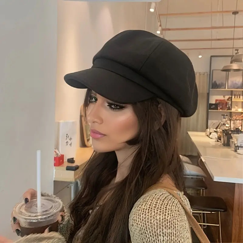 accessories : Comfortabele baret muts in Zwart van Pantino