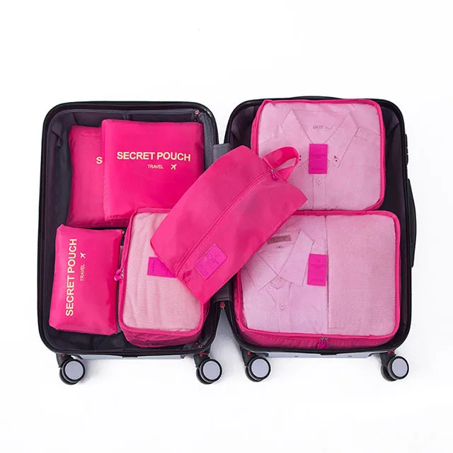 bags : 7-Delige Opbergtassenset Voor Reisbagage in Fuchsia van Pantino
