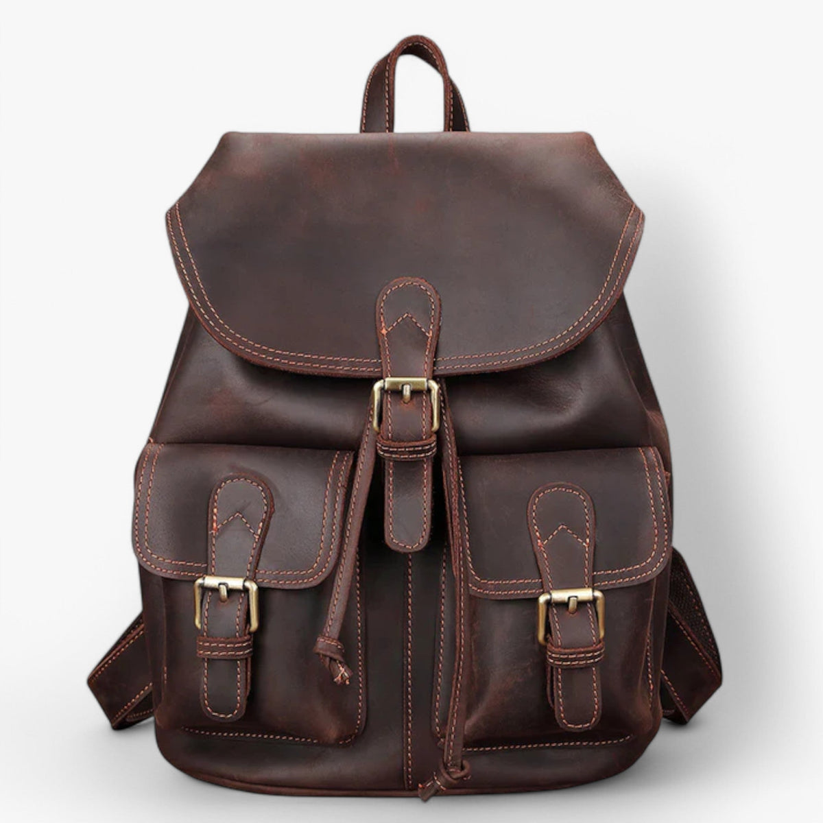 bags : Leonardo | Premium Leren Rugzak in Donkerbruin van Pantinoshop