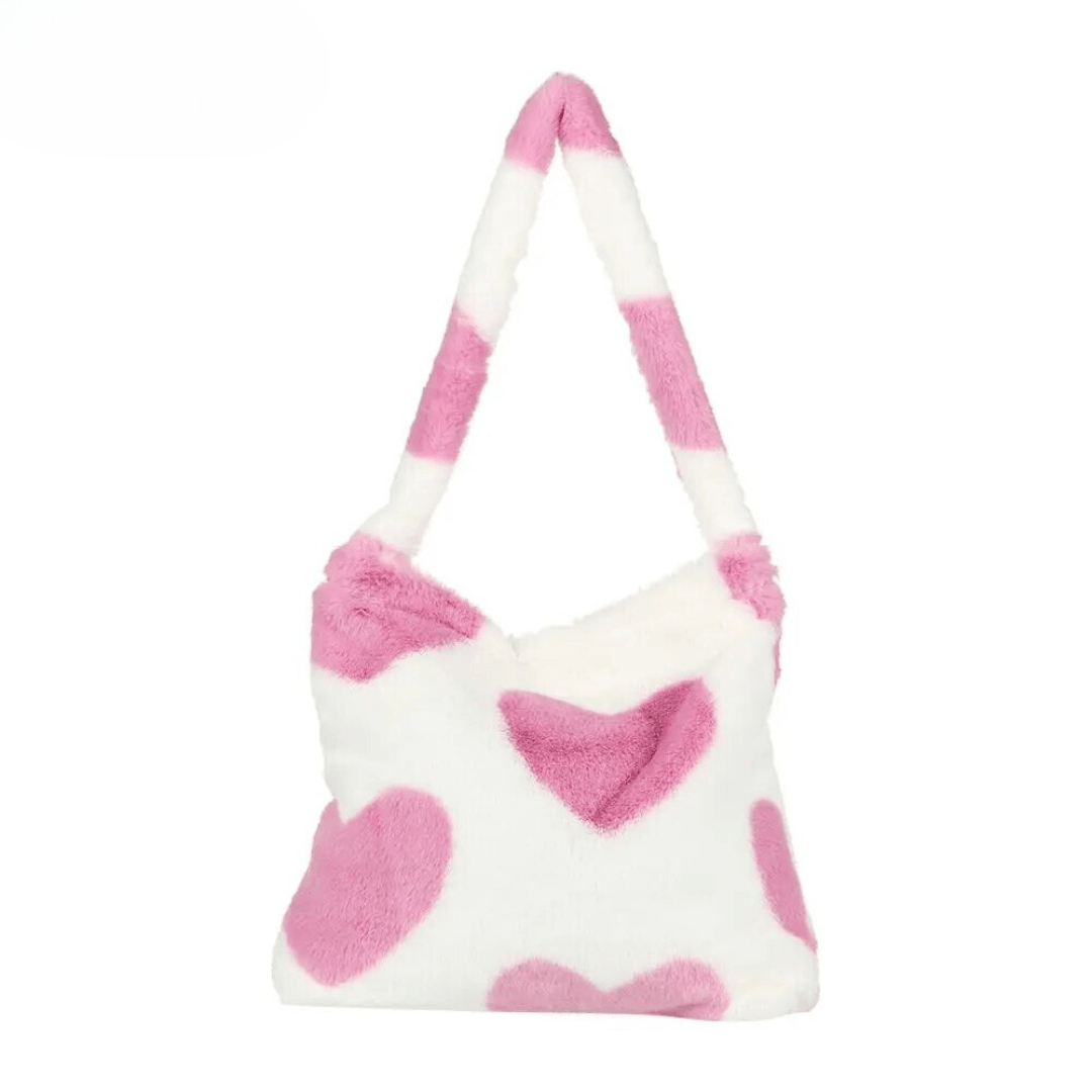 : 1+1 GRATIS | Trendy Pluche Tas in Roze Hart van Pantino