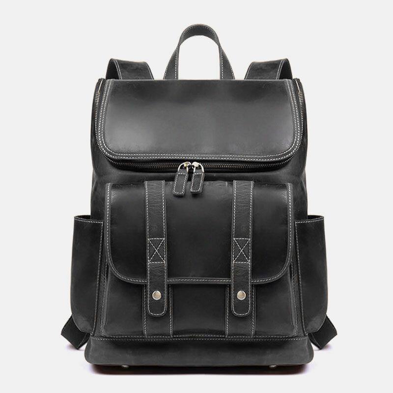bags : Vintage anti-diefstal laptoprugzak voor heren, geschikt voor 15,6 inch in Zwart van Pantino