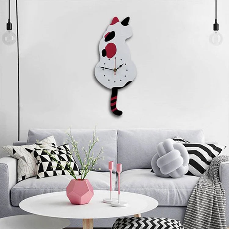 home & garden : NordicCat | Wandklok kat waggelend in Wit van Pantino