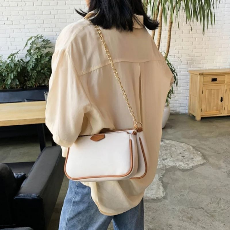 bags : Isabella - Chique tweekleurige schoudertas met kettingriem in van Pantino