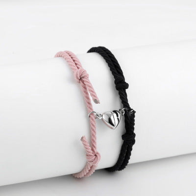 accessories : Magnetic Love® armbandje (2 stuks) in Zwart + Roze van Pantino