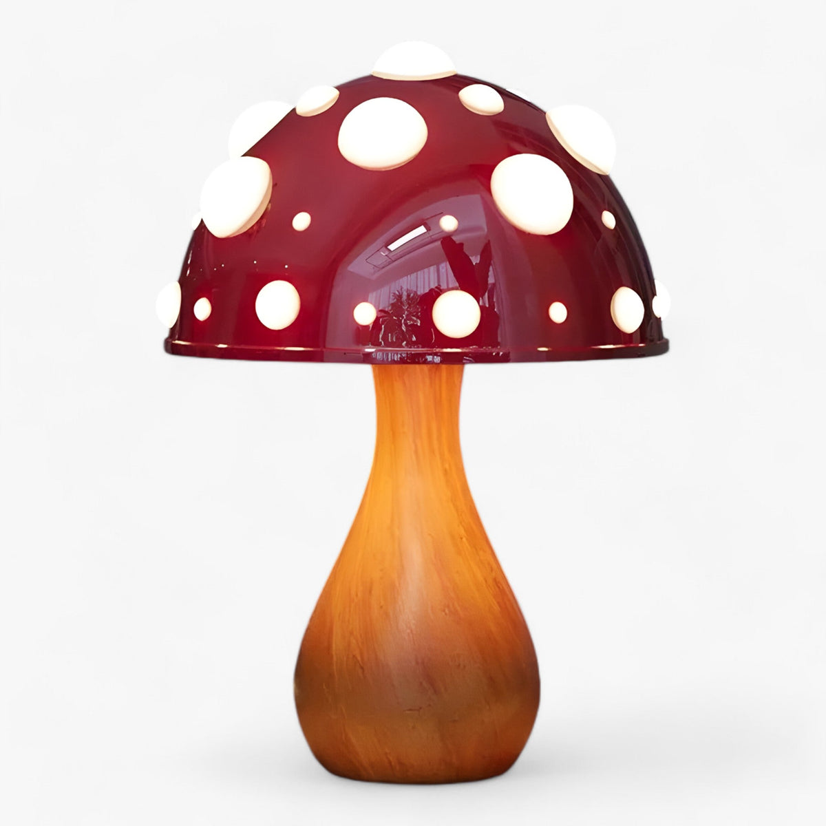 home & garden : Biomimetische Amanita Lamp | Vliegende Paddenstoelen met Tricolor LED - Warm Licht voor de Woonkamer in Houten basis van Pantinoshop